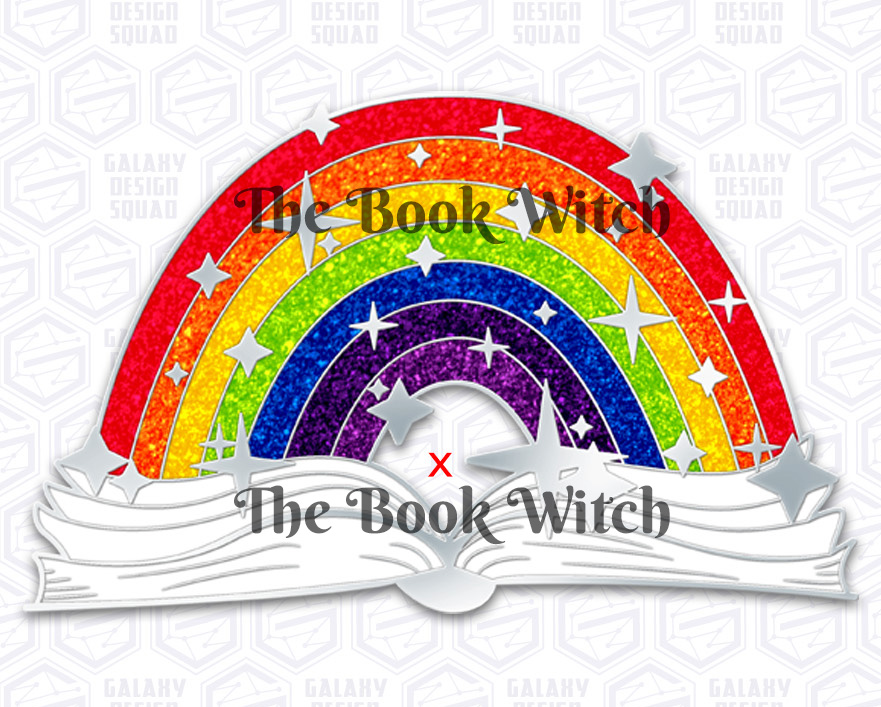 A proof image of a hard enamel pin featuring an open book sprouting a rainbow.