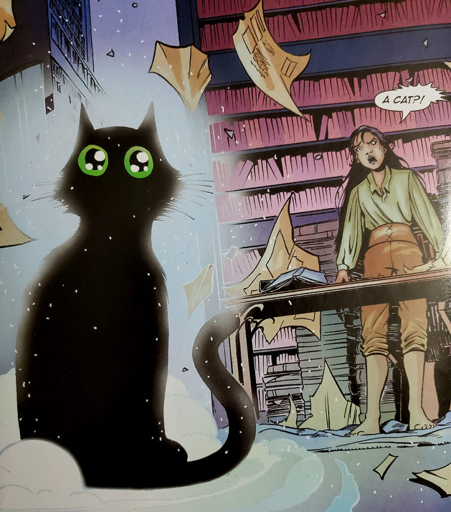 A panel from Inkblot showing The Seeker conjuring the Cat.